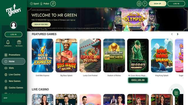 Mr Green casino screenshot